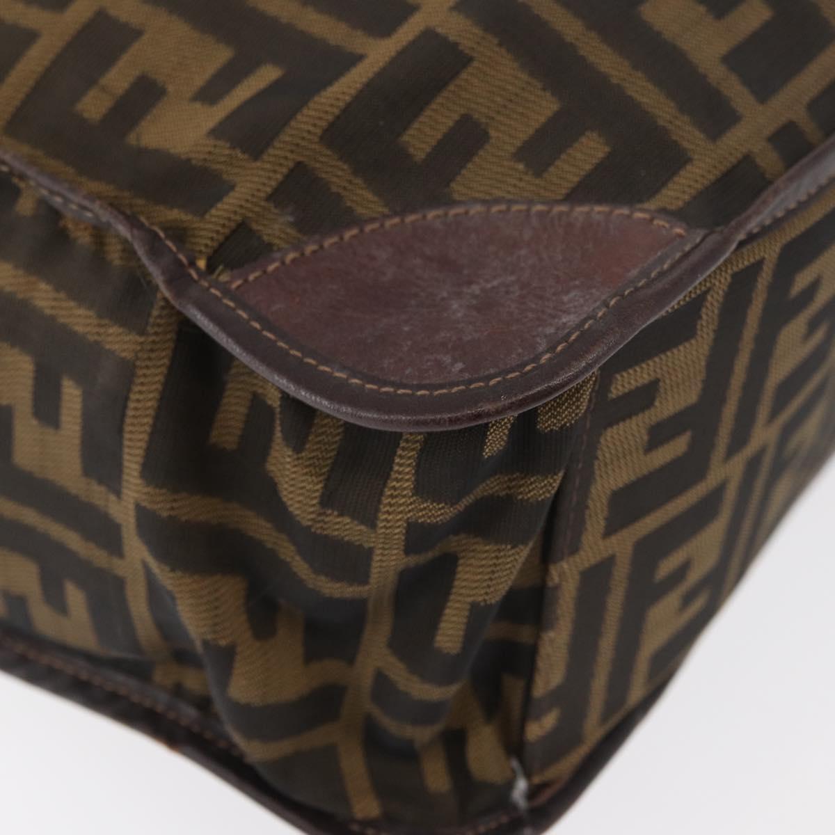 FENDI Zucca Canvas Hand Bag Black Brown Auth 180023