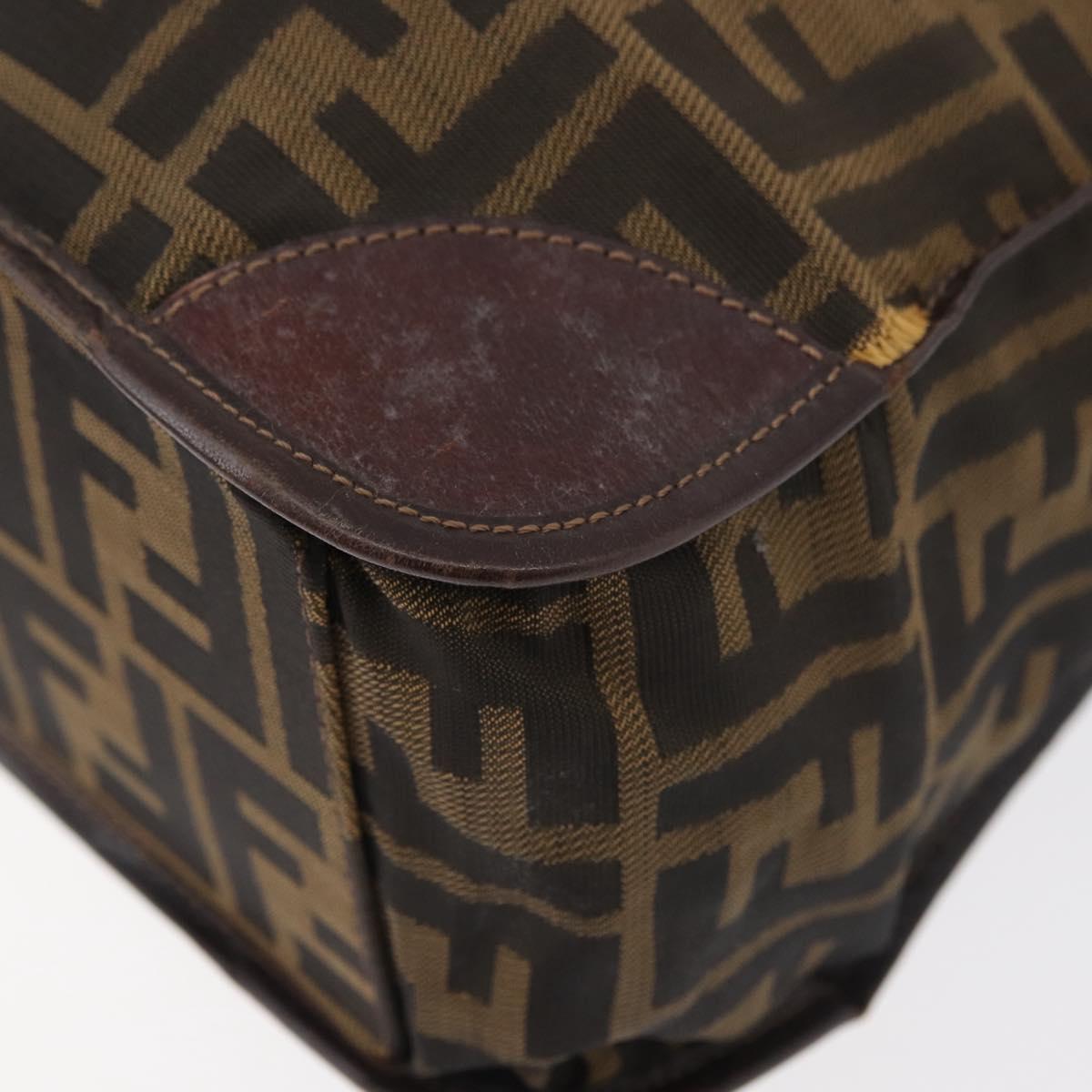 FENDI Zucca Canvas Hand Bag Black Brown Auth 180023