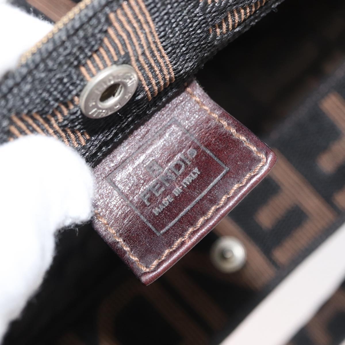 FENDI Zucca Canvas Hand Bag Black Brown Auth 180023