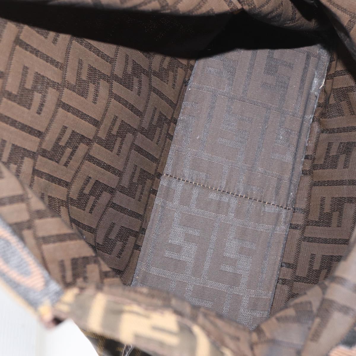 FENDI Zucca Canvas Hand Bag Black Brown Auth 180023