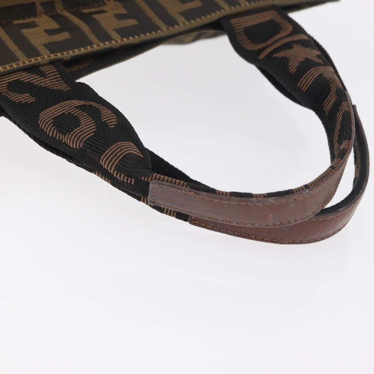 FENDI Zucca Canvas Hand Bag Black Brown Auth 180023