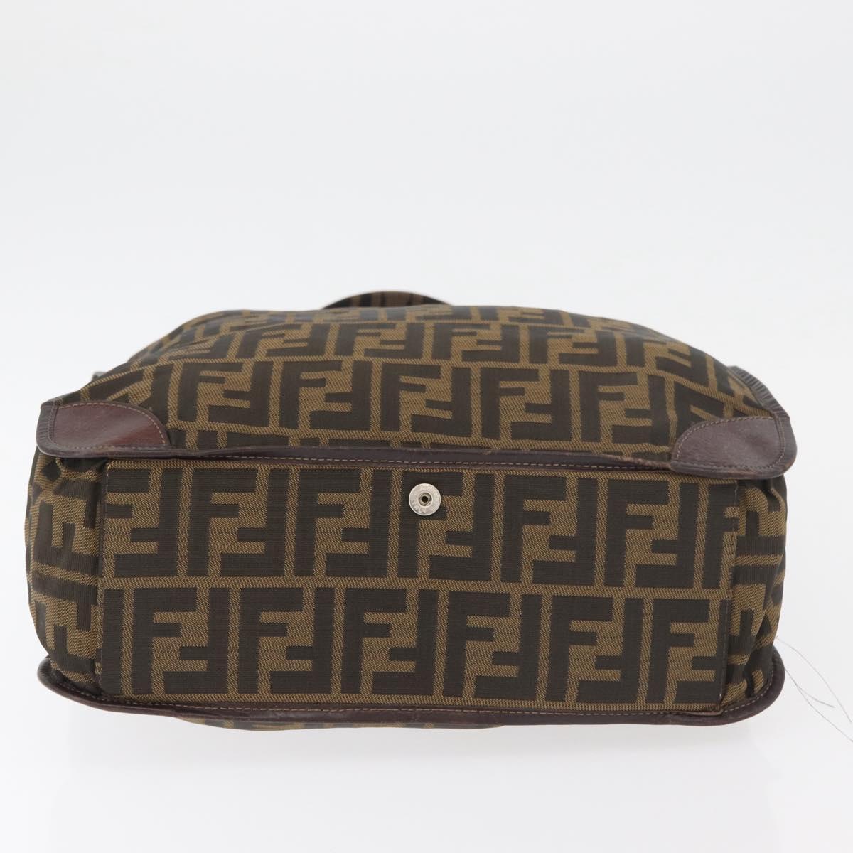 FENDI Zucca Canvas Hand Bag Black Brown Auth 180023