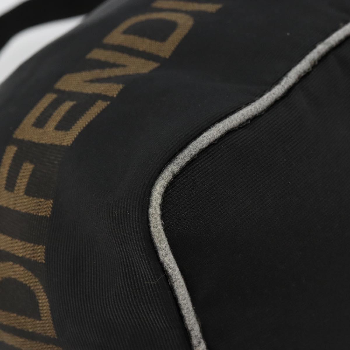 FENDI Shoulder Bag Nylon Black Gold Auth 180024