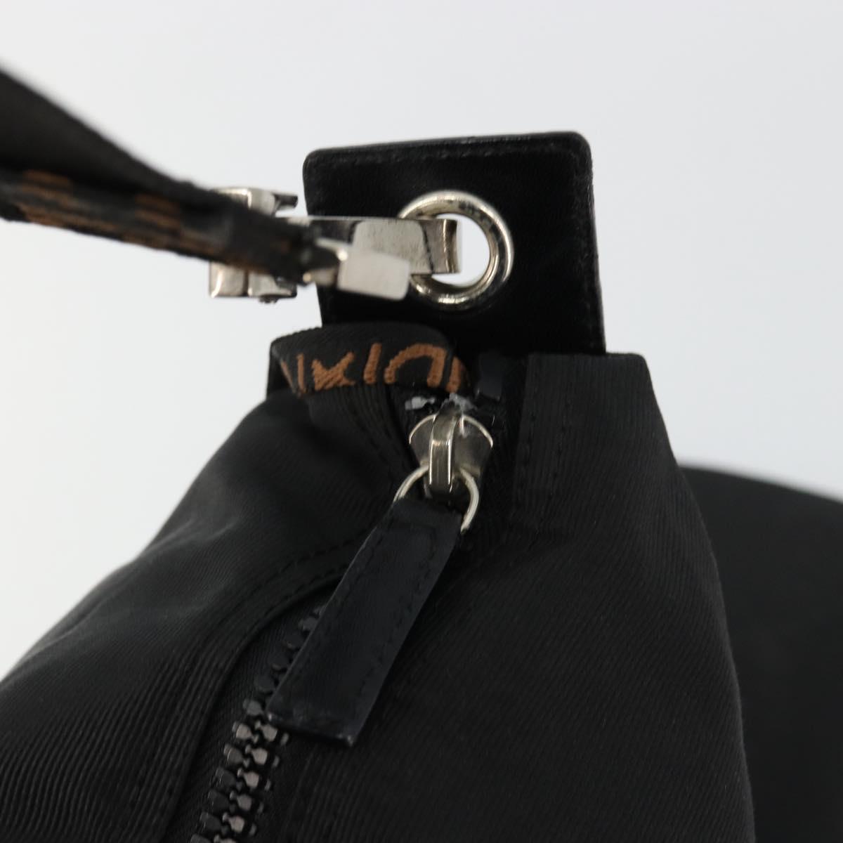 FENDI Shoulder Bag Nylon Black Gold Auth 180024