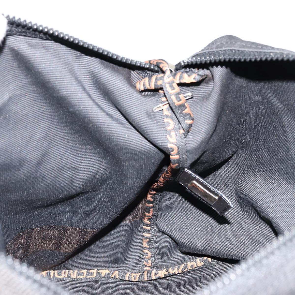 FENDI Shoulder Bag Nylon Black Gold Auth 180024