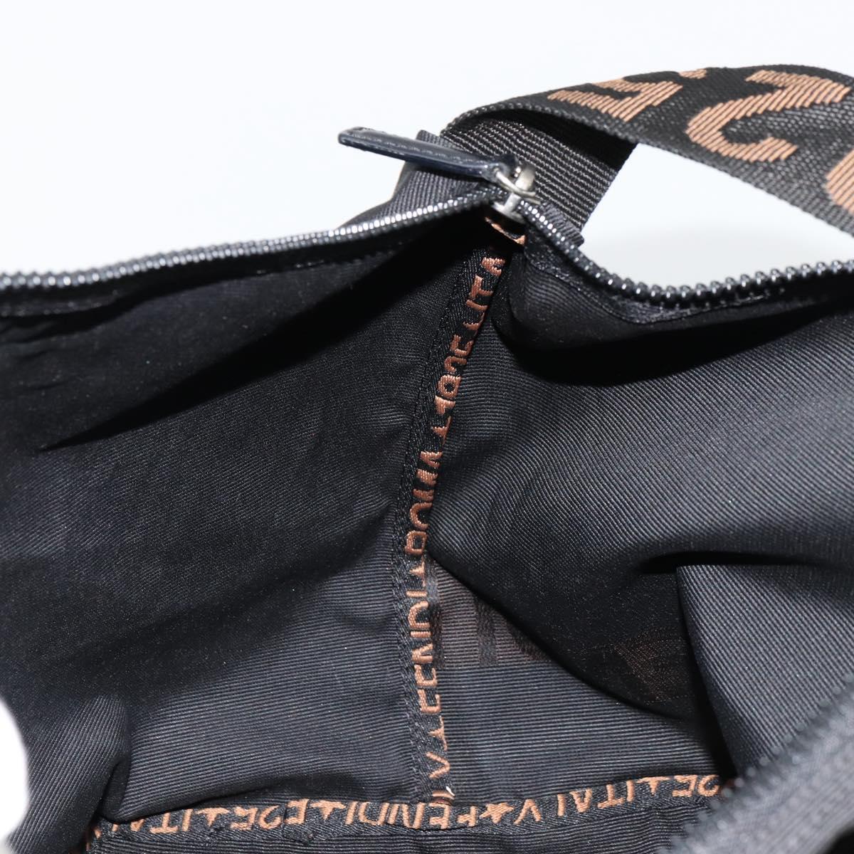 FENDI Shoulder Bag Nylon Black Gold Auth 180024