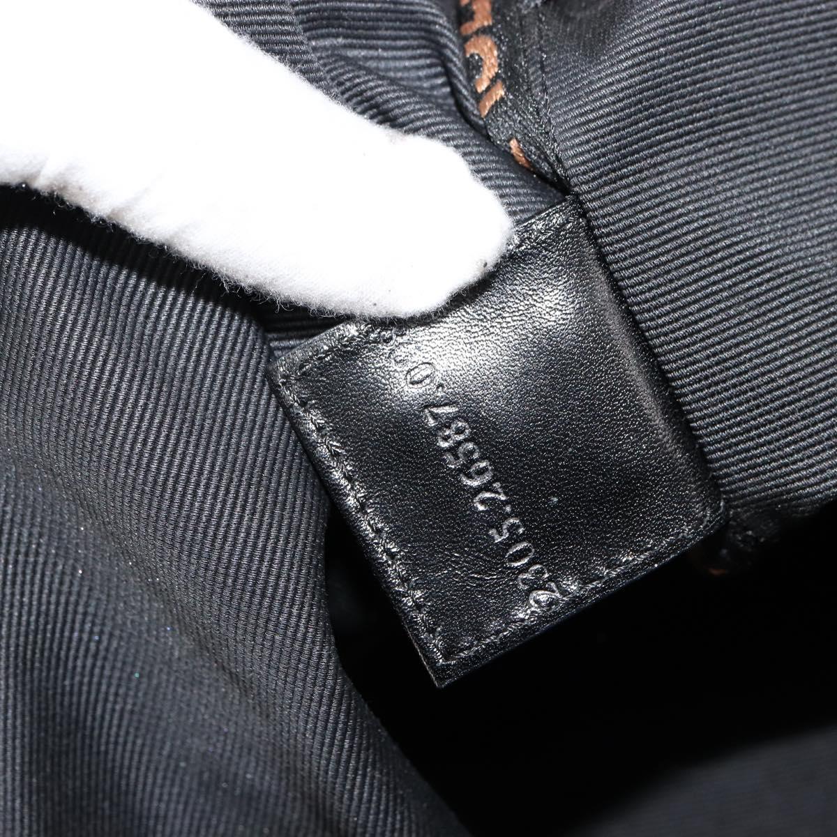 FENDI Shoulder Bag Nylon Black Gold Auth 180024