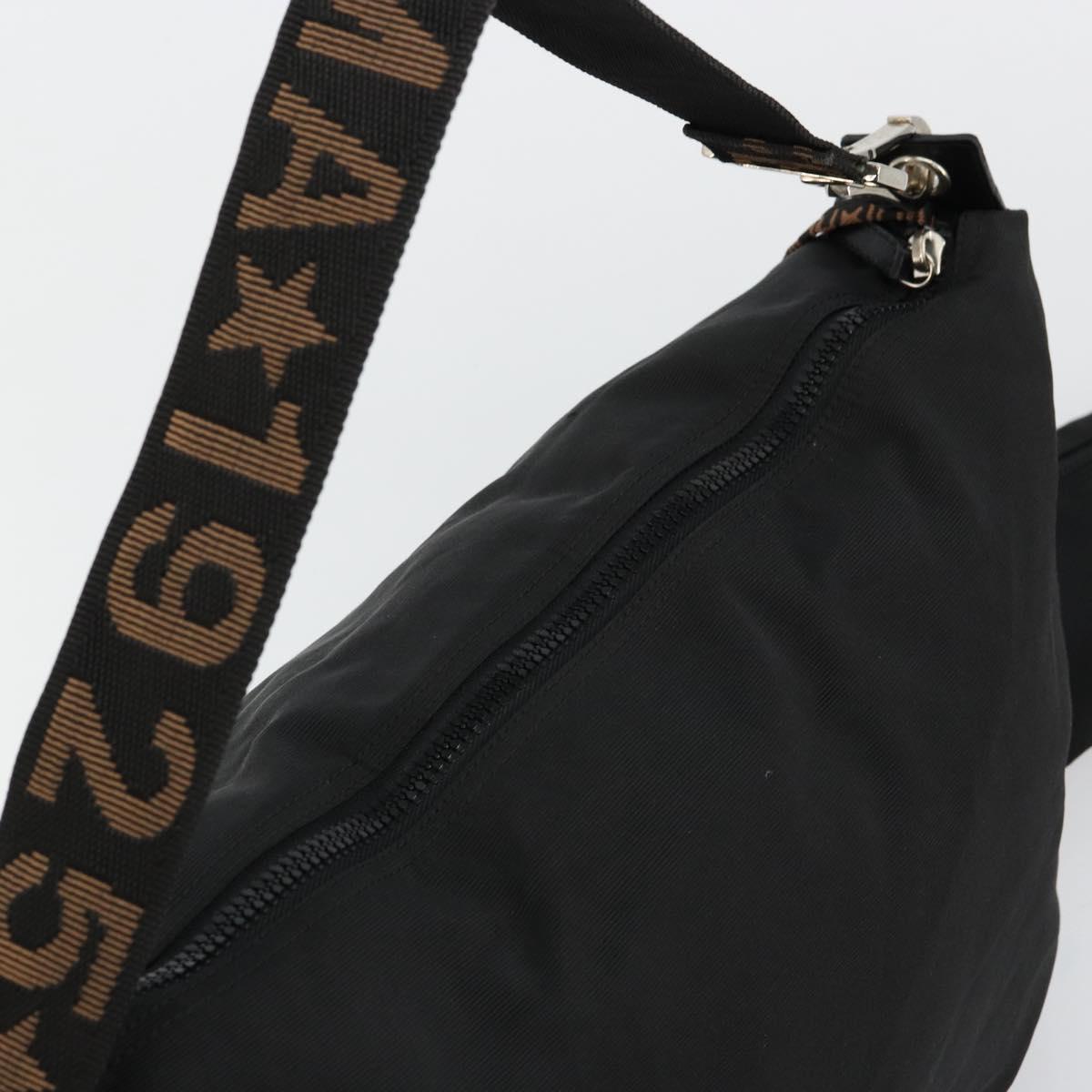FENDI Shoulder Bag Nylon Black Gold Auth 180024