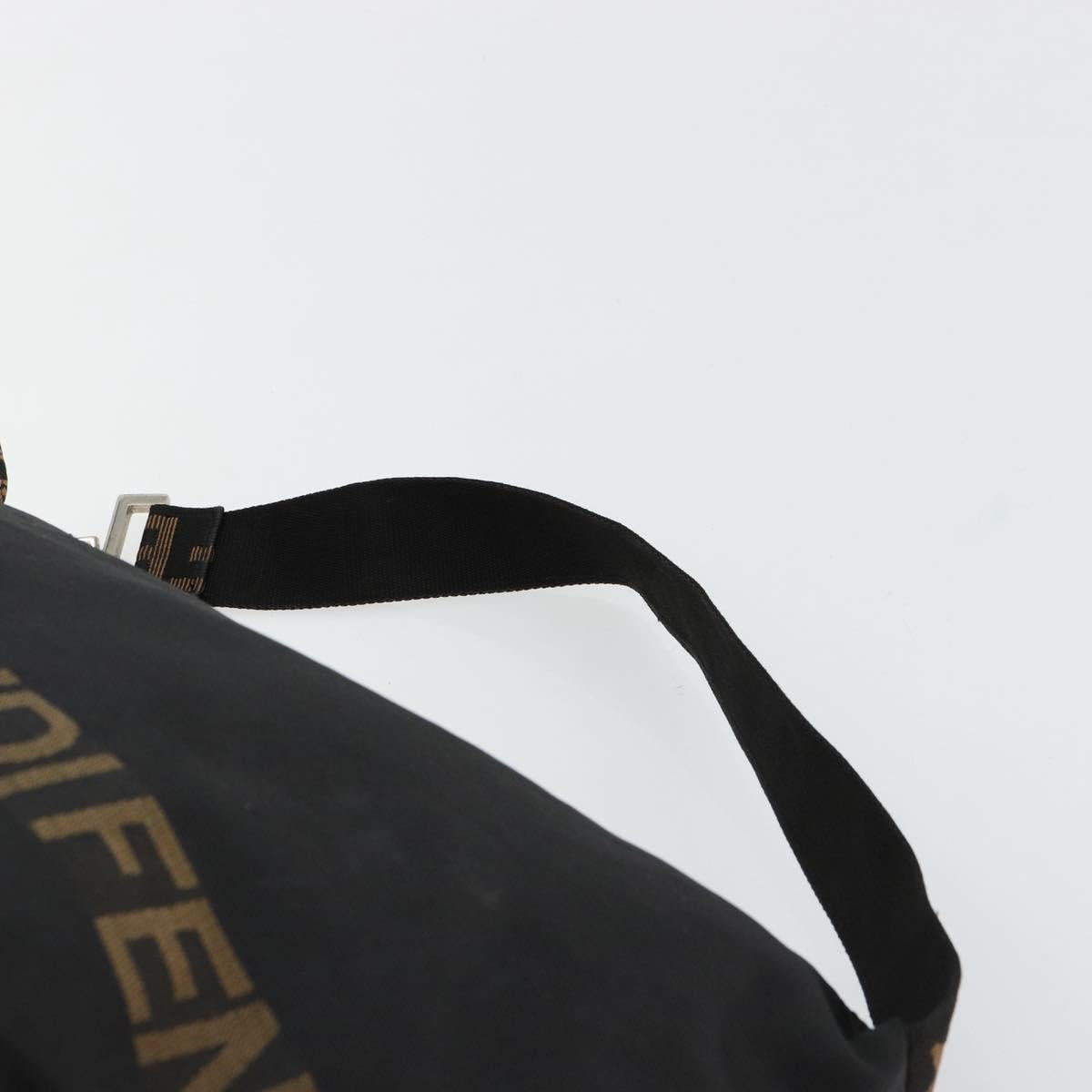 FENDI Shoulder Bag Nylon Black Gold Auth 180024
