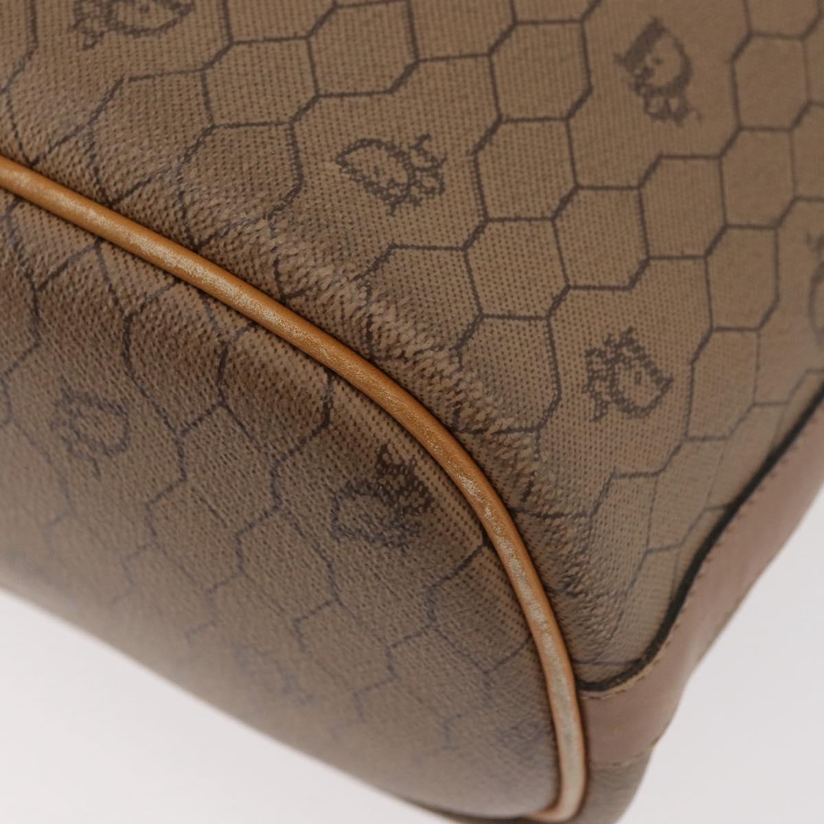 Christian Dior Honeycomb Canvas Shoulder Bag PVC Beige Gold Auth 180032