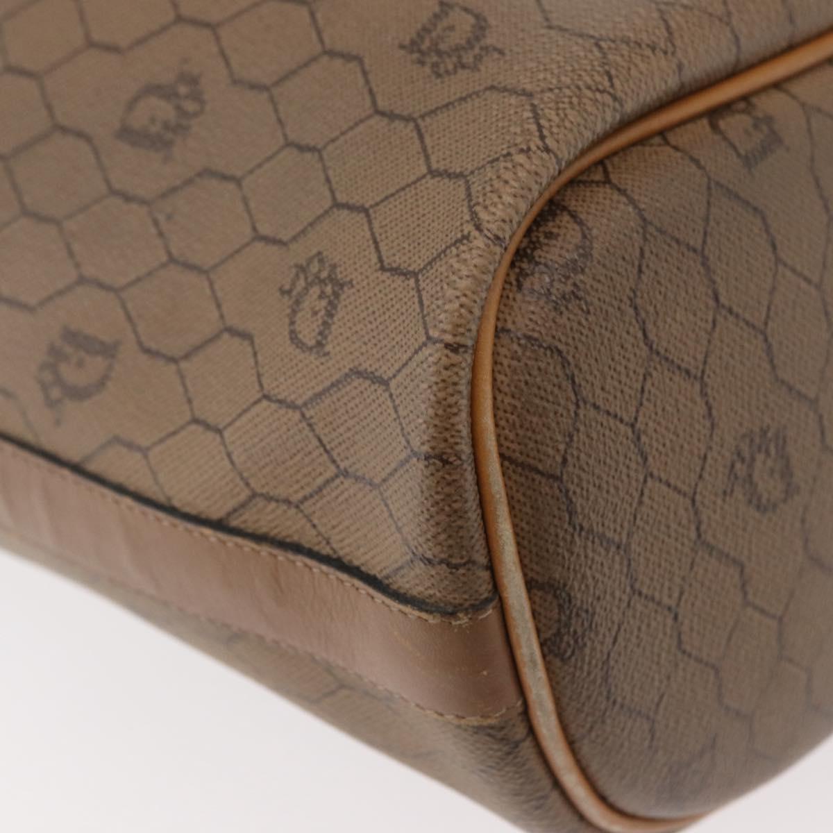 Christian Dior Honeycomb Canvas Shoulder Bag PVC Beige Gold Auth 180032