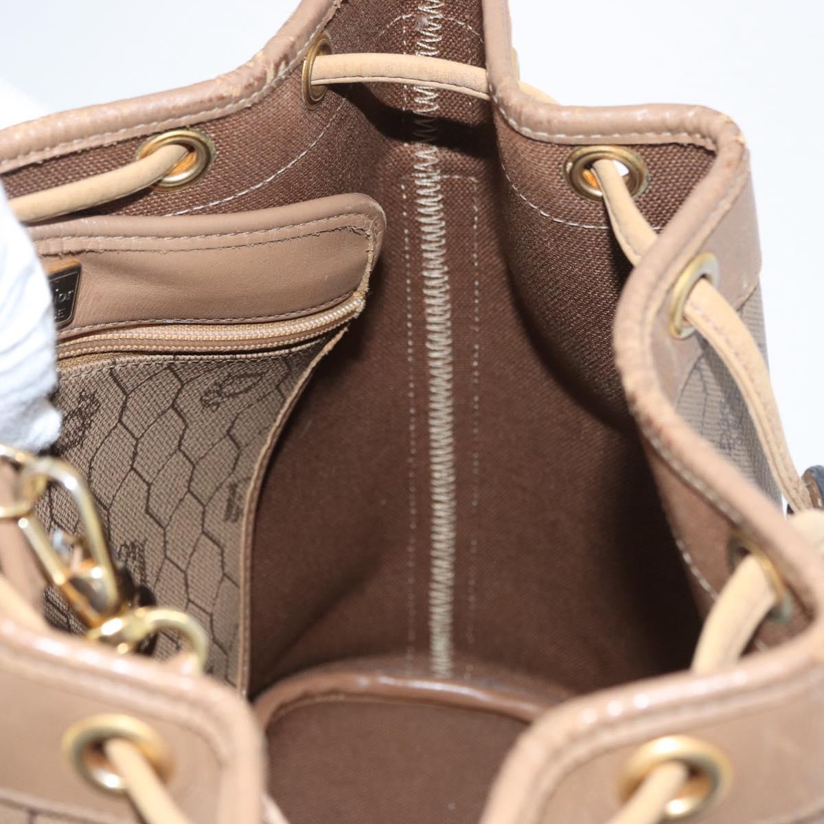 Christian Dior Honeycomb Canvas Shoulder Bag PVC Beige Gold Auth 180032