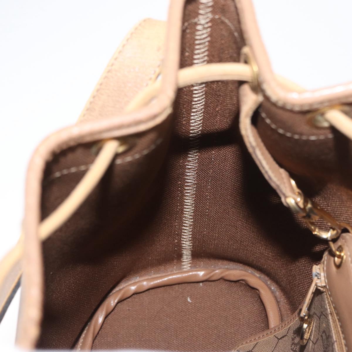 Christian Dior Honeycomb Canvas Shoulder Bag PVC Beige Gold Auth 180032