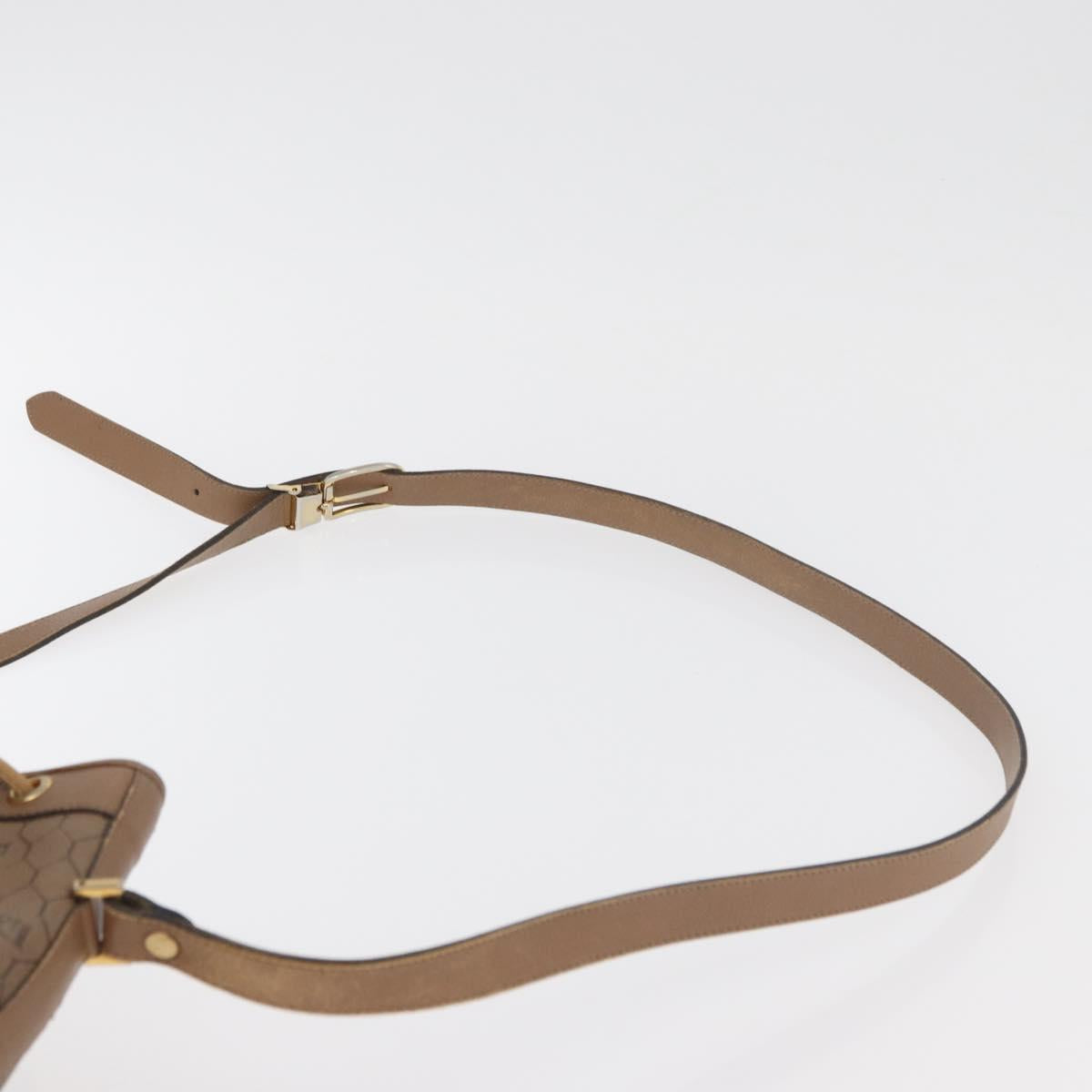 Christian Dior Honeycomb Canvas Shoulder Bag PVC Beige Gold Auth 180032