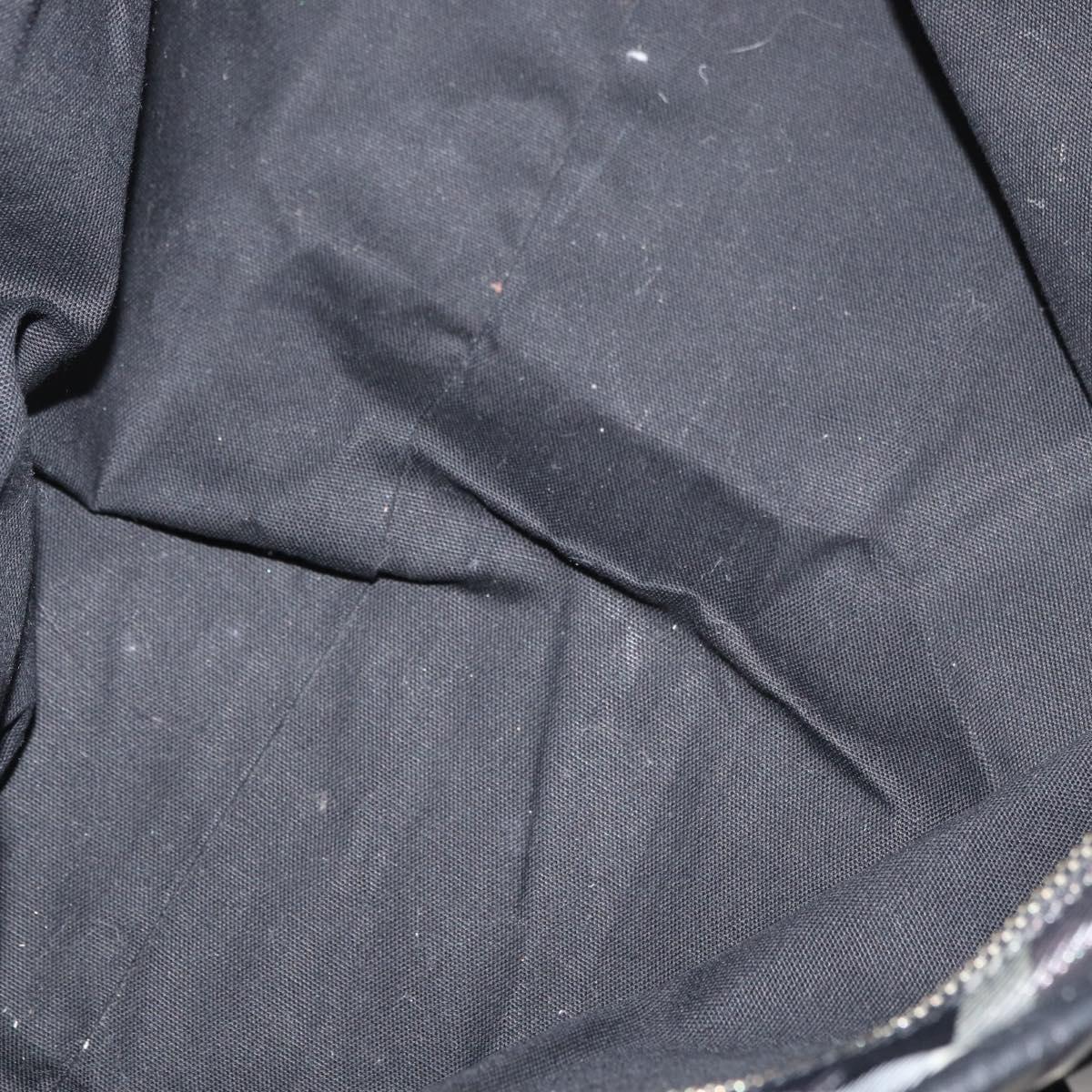BURBERRY Nova Check Blue Label Tote Bag Nylon Black Silver Auth 180034