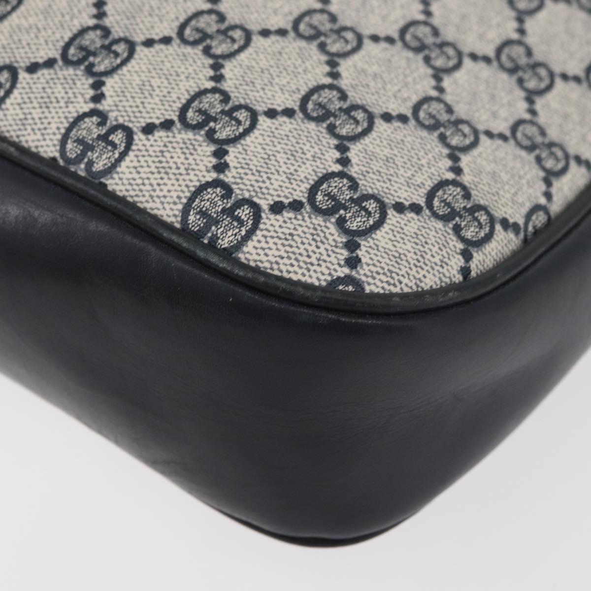 GUCCI GG Supreme Sherry Line Shoulder Bag PVC Navy Gold Auth 180037