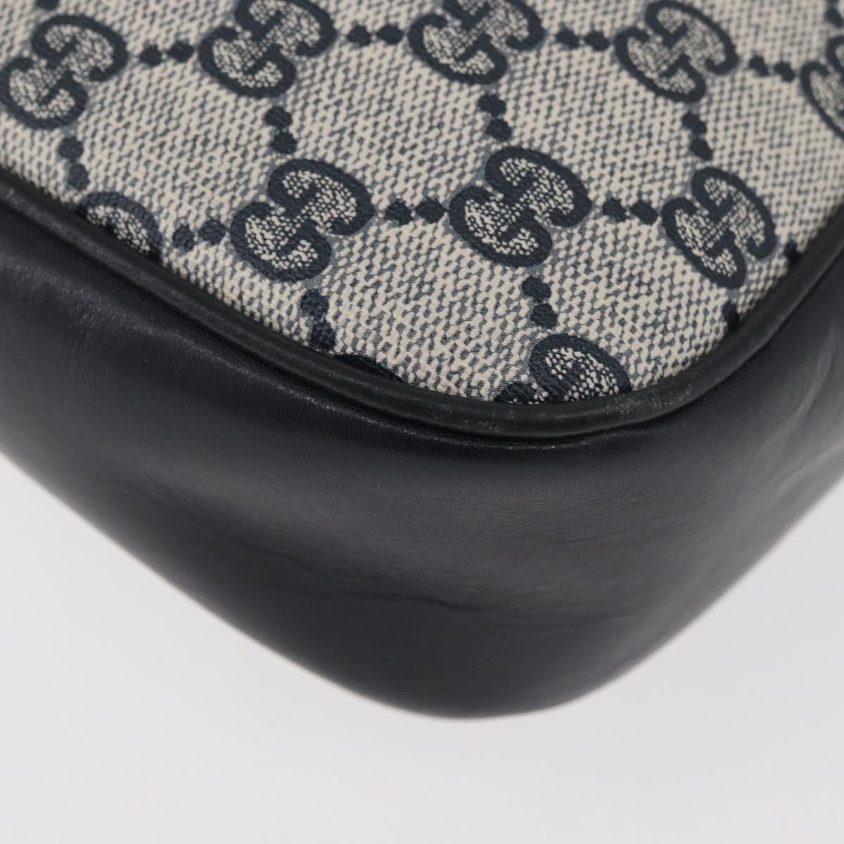 GUCCI GG Supreme Sherry Line Shoulder Bag PVC Navy Gold Auth 180037