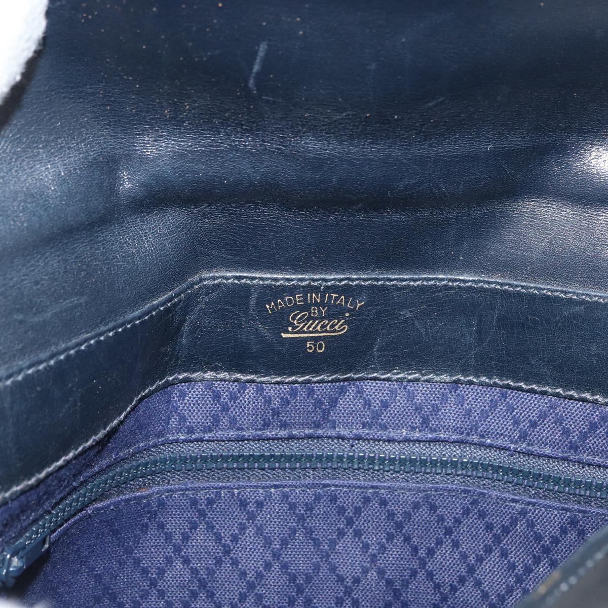 GUCCI GG Supreme Sherry Line Shoulder Bag PVC Navy Gold Auth 180037