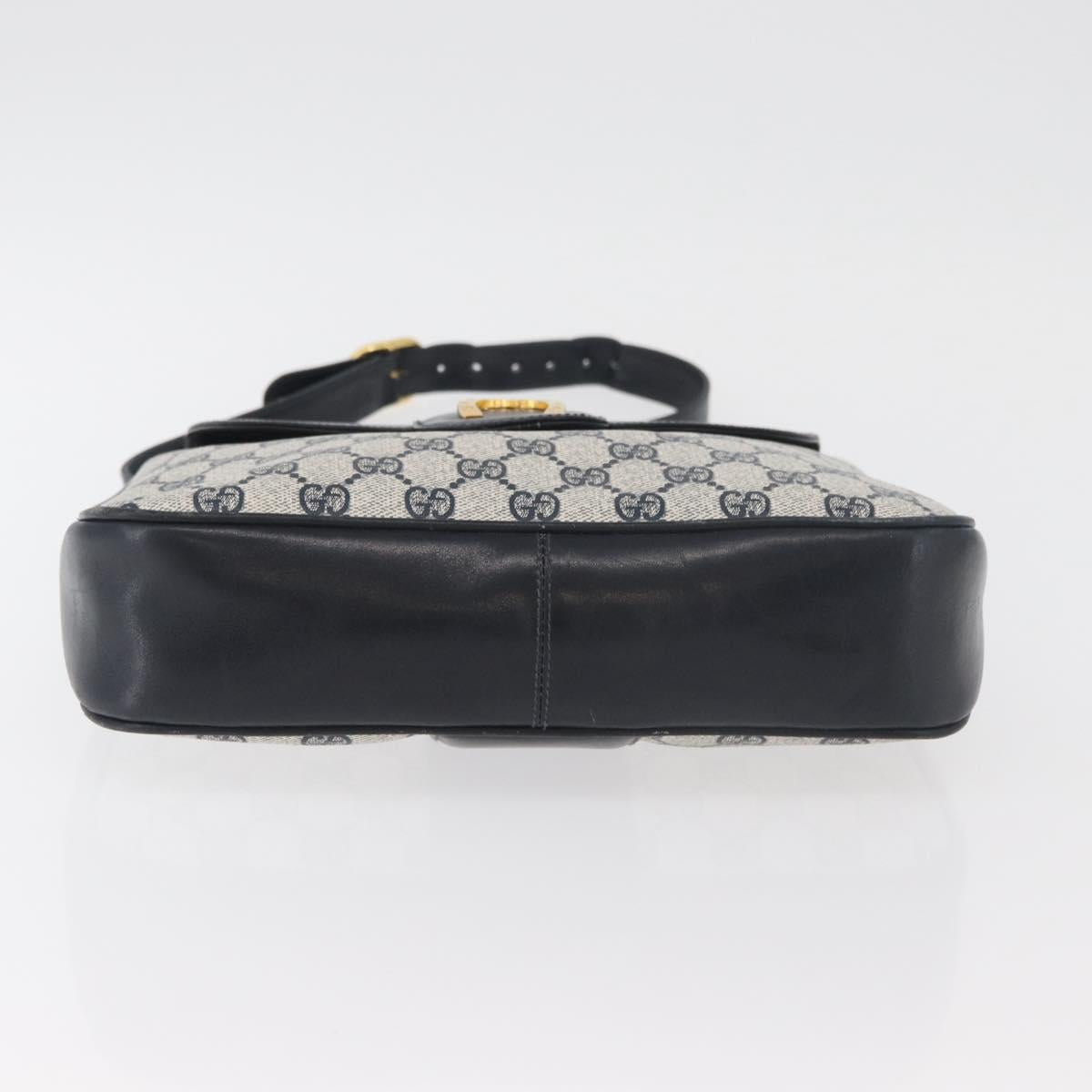 GUCCI GG Supreme Sherry Line Shoulder Bag PVC Navy Gold Auth 180037