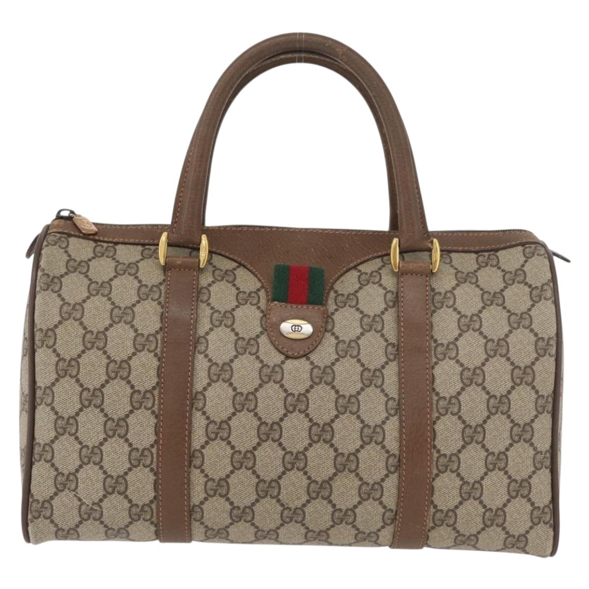 GUCCI GG Supreme Web Sherry Line Hand Bag PVC Beige Red 39 02 007 Auth 180049