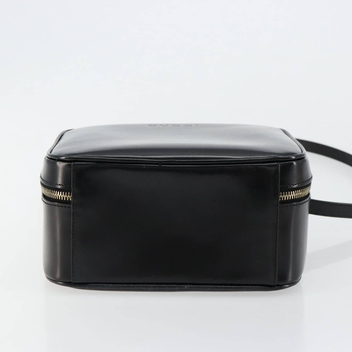 GUCCI Bamboo Vanity Hand Bag Patent 2way Black Gold 000 270 0323 Auth 180050