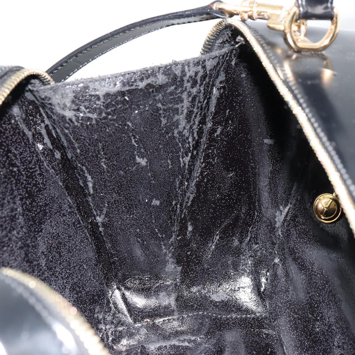 GUCCI Bamboo Vanity Hand Bag Patent 2way Black Gold 000 270 0323 Auth 180050
