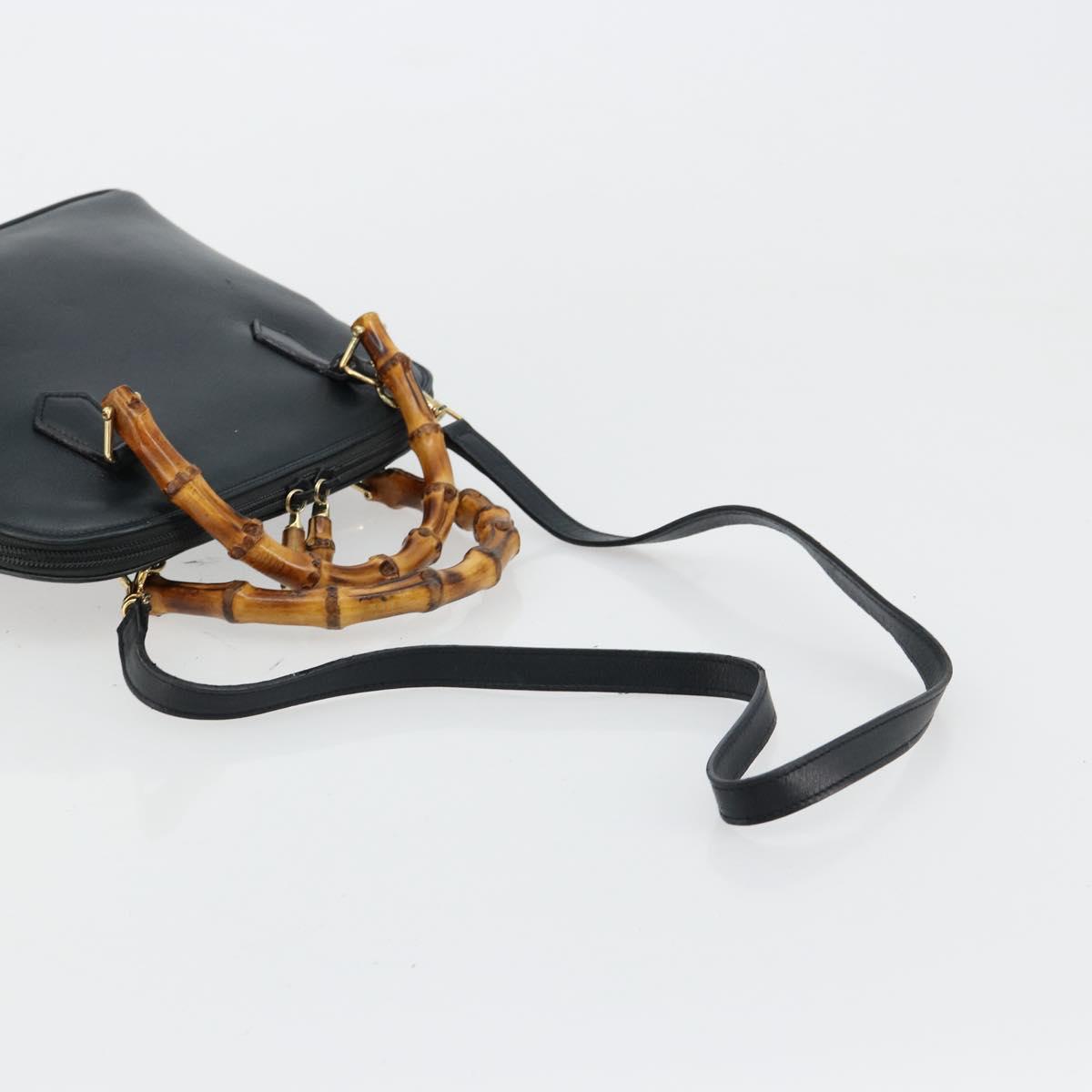 GUCCI Bamboo Hand Bag Leather 2way Green Gold 000 1274 0290 Auth 180052