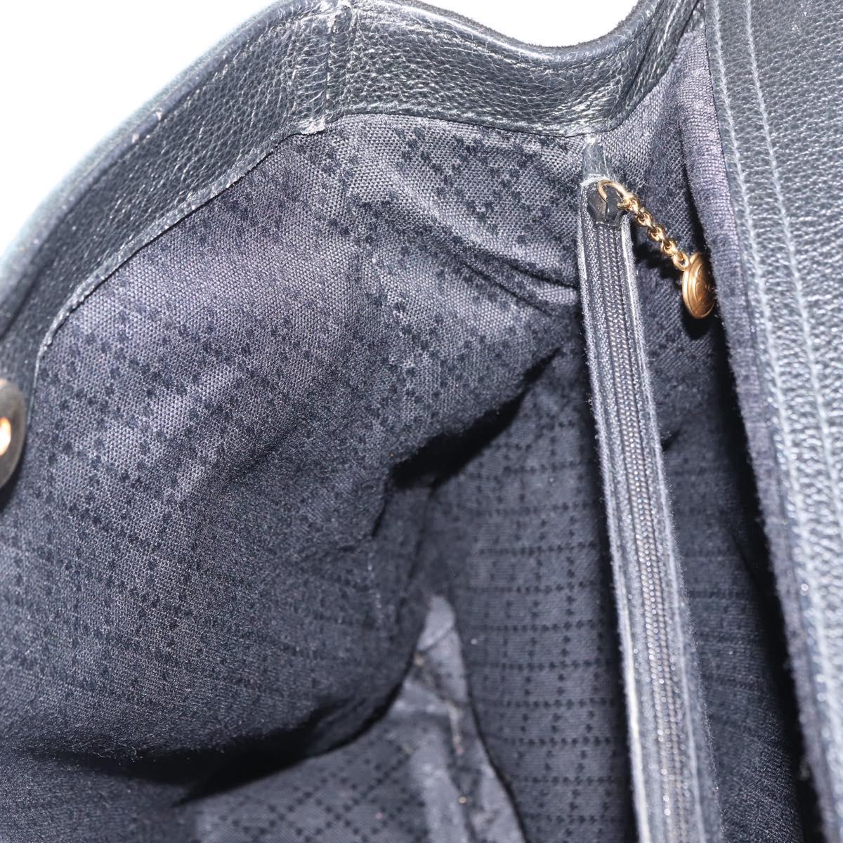 GUCCI Bamboo Tote Bag Suede Black Gold Auth 180053