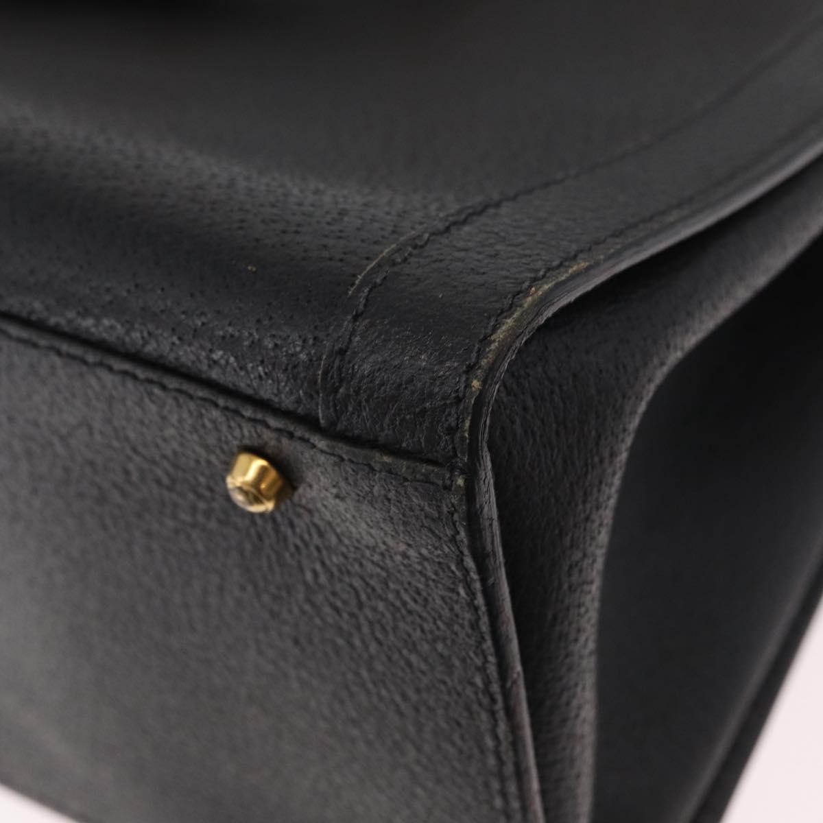 GUCCI Bamboo Tote Bag Leather Black Gold Auth 180054