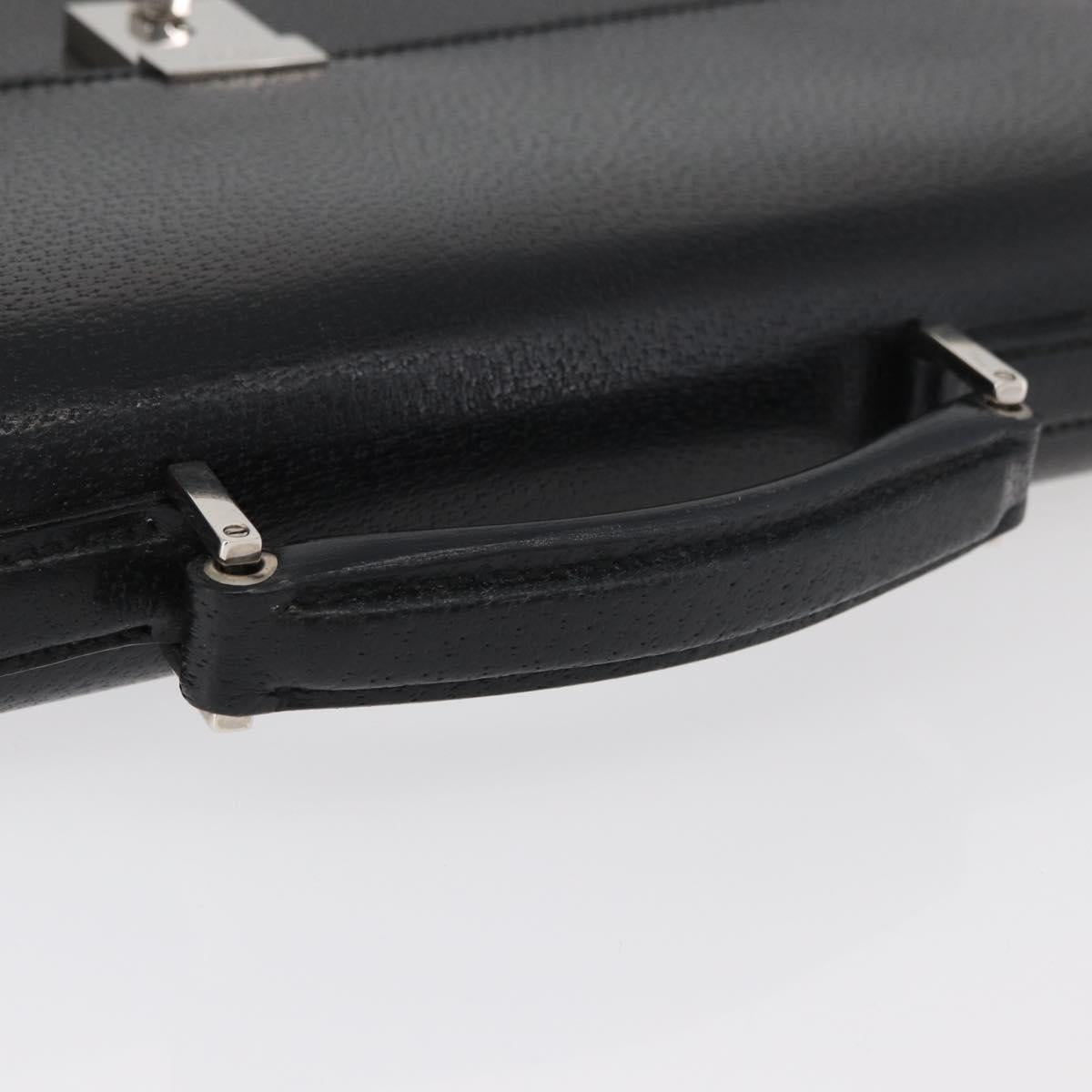 GUCCI Business Bag Leather Black Silver 015 0235 Auth 180056
