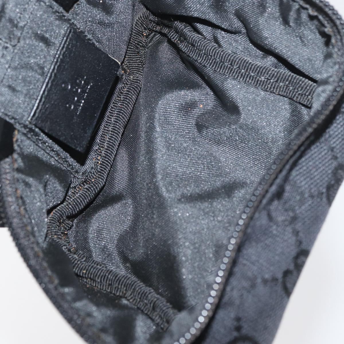 GUCCI GG Canvas Purse Pouch Black Silver 039 1054 Auth 180058