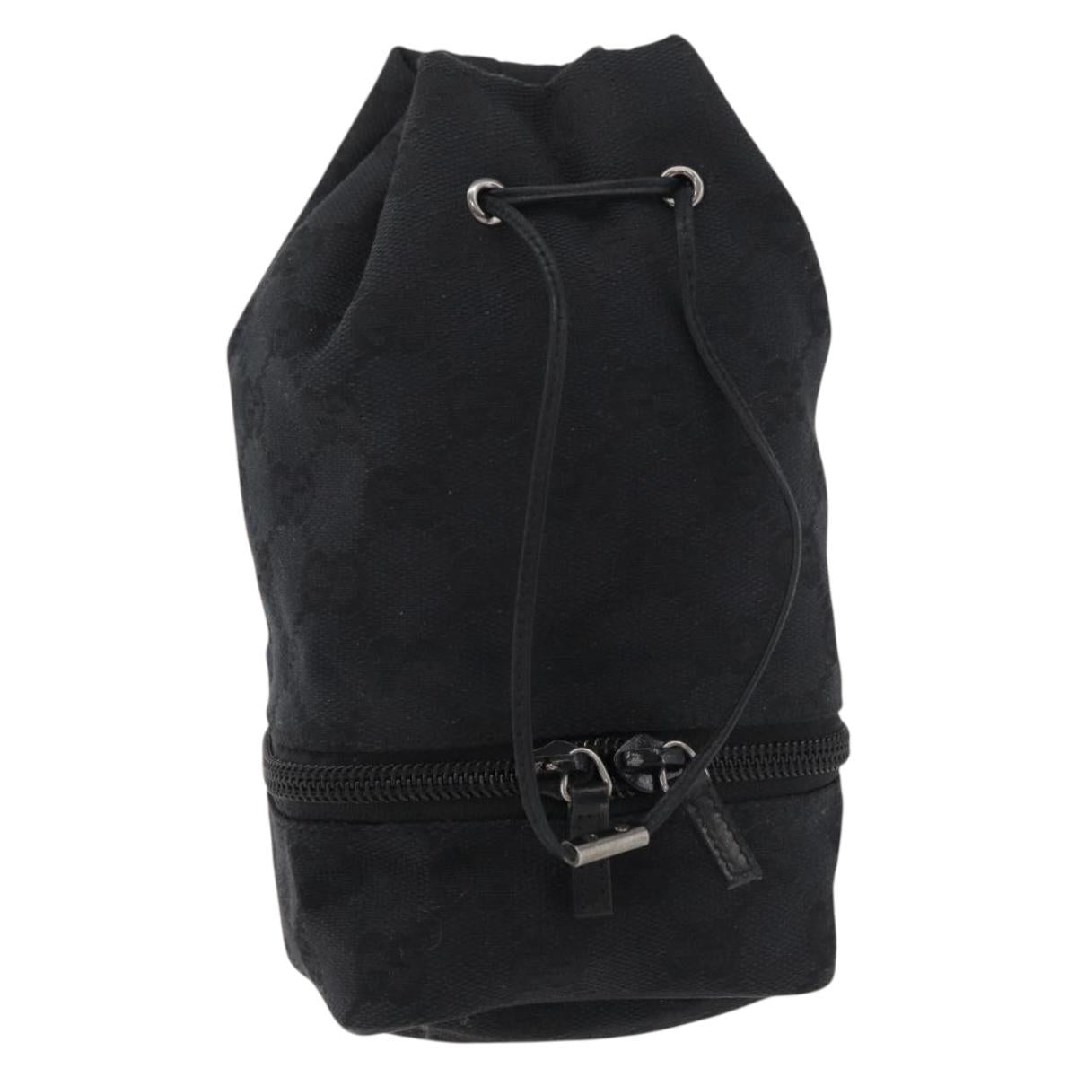 GUCCI GG Canvas Purse Pouch Black Silver 039 1054 Auth 180058