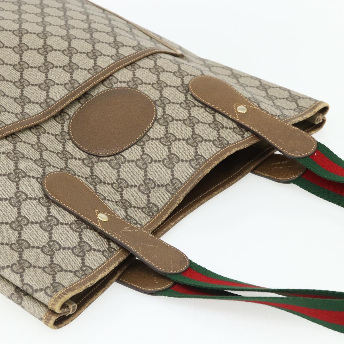 GUCCI GG Supreme Web Sherry Line Tote Bag PVC Beige Red 002 904 0223 Auth 180060