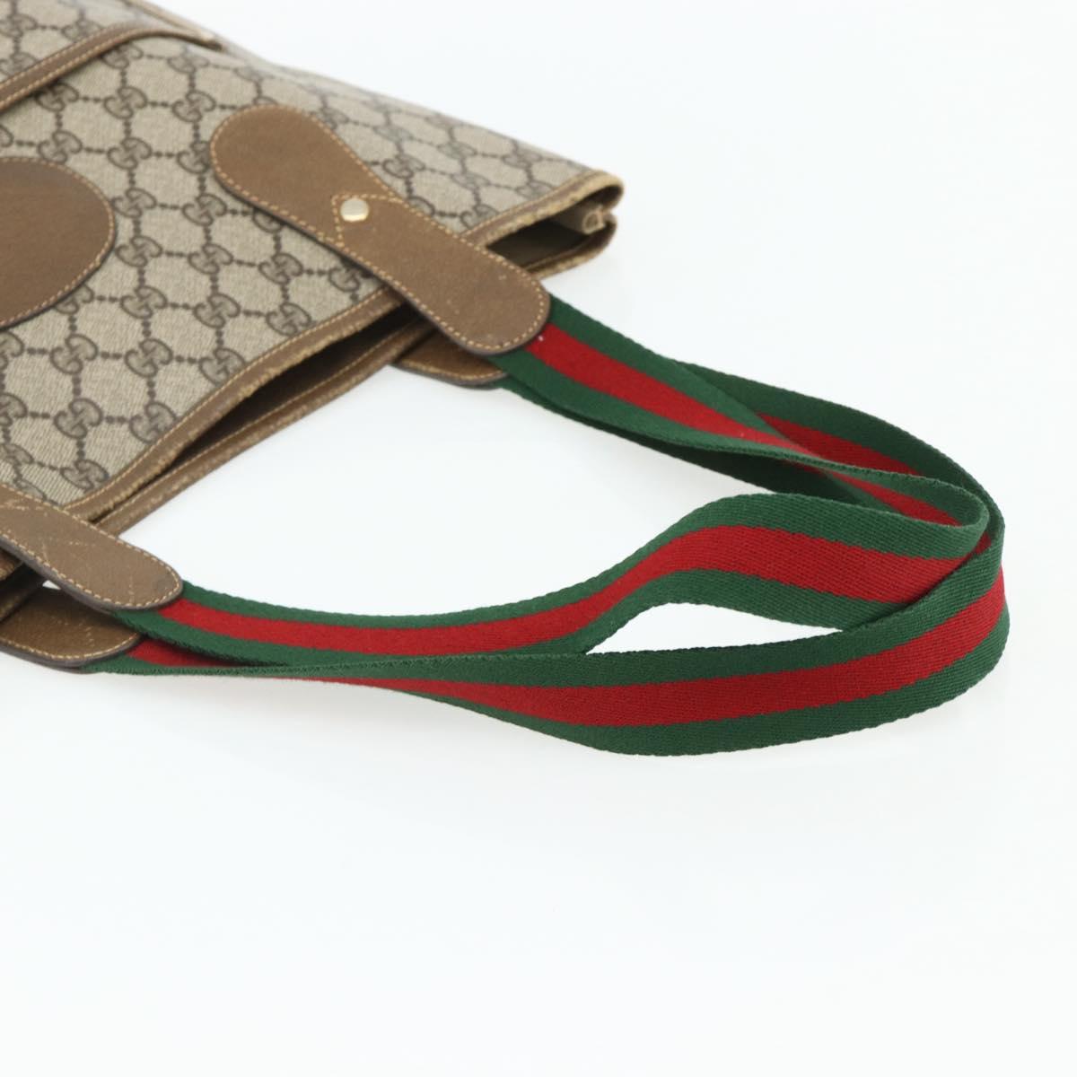GUCCI GG Supreme Web Sherry Line Tote Bag PVC Beige Red 002 904 0223 Auth 180060