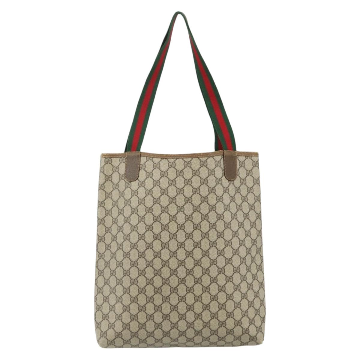 GUCCI GG Supreme Web Sherry Line Tote Bag PVC Beige Red 40 02 003 Auth 180061