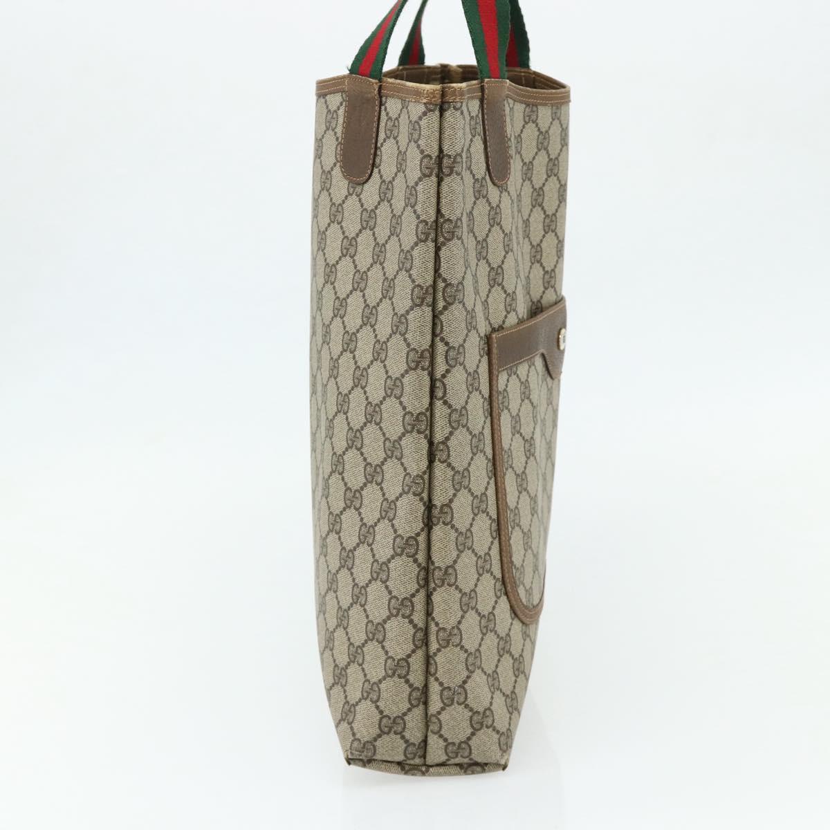 GUCCI GG Supreme Web Sherry Line Tote Bag PVC Beige Red 40 02 003 Auth 180061