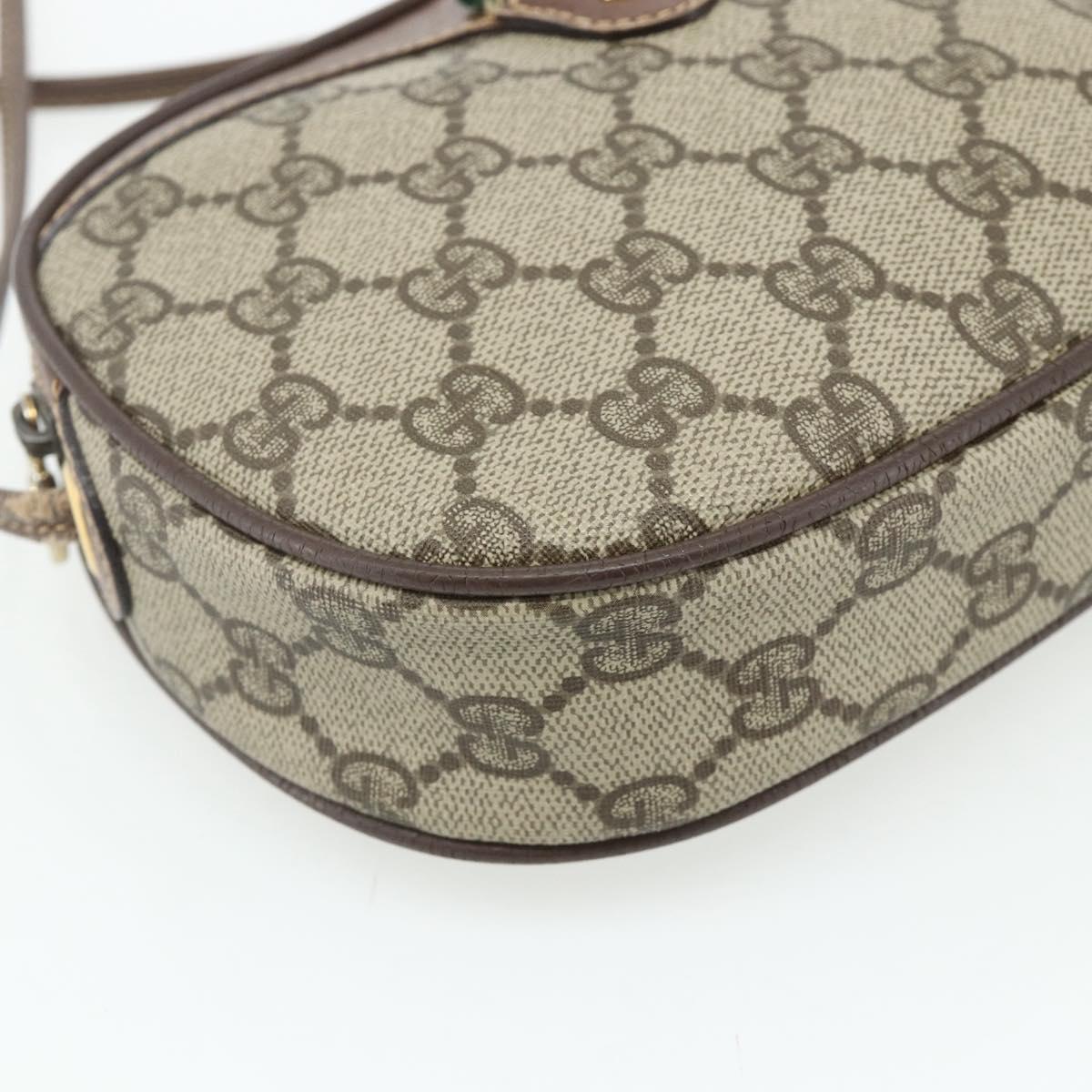 GUCCI GG Supreme Web Sherry Line Shoulder Bag PVC Beige Gold Auth 180062