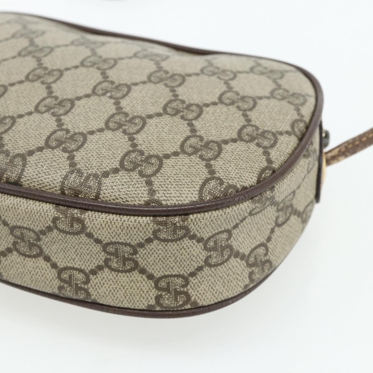 GUCCI GG Supreme Web Sherry Line Shoulder Bag PVC Beige Gold Auth 180062