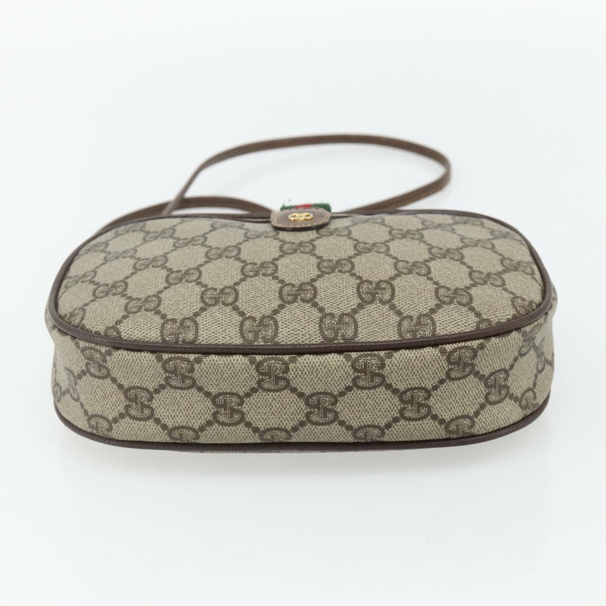 GUCCI GG Supreme Web Sherry Line Shoulder Bag PVC Beige Gold Auth 180062