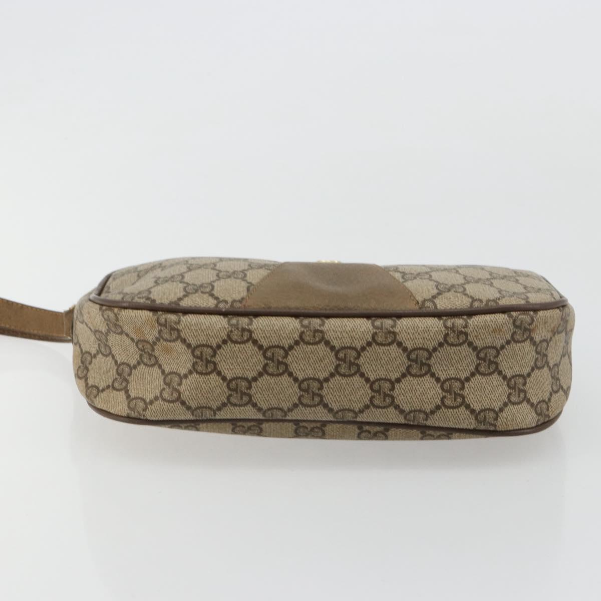 GUCCI GG Supreme Web Sherry Line Clutch Bag PVC Beige Gold 89 01 034 Auth 180063