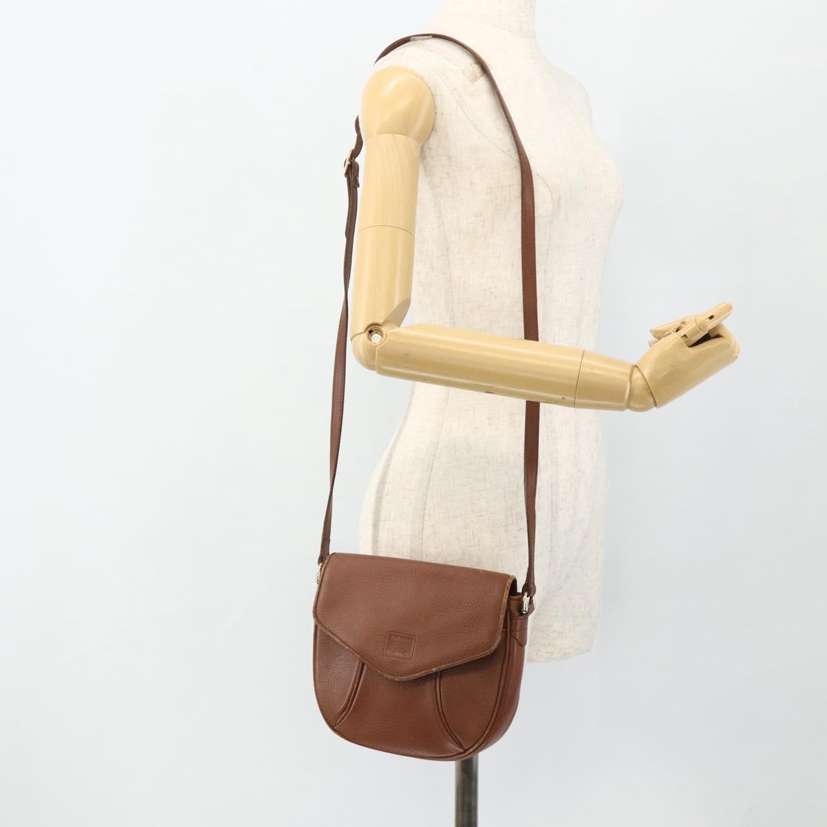 Burberrys Shoulder Bag Leather Brown Gold Auth 180067