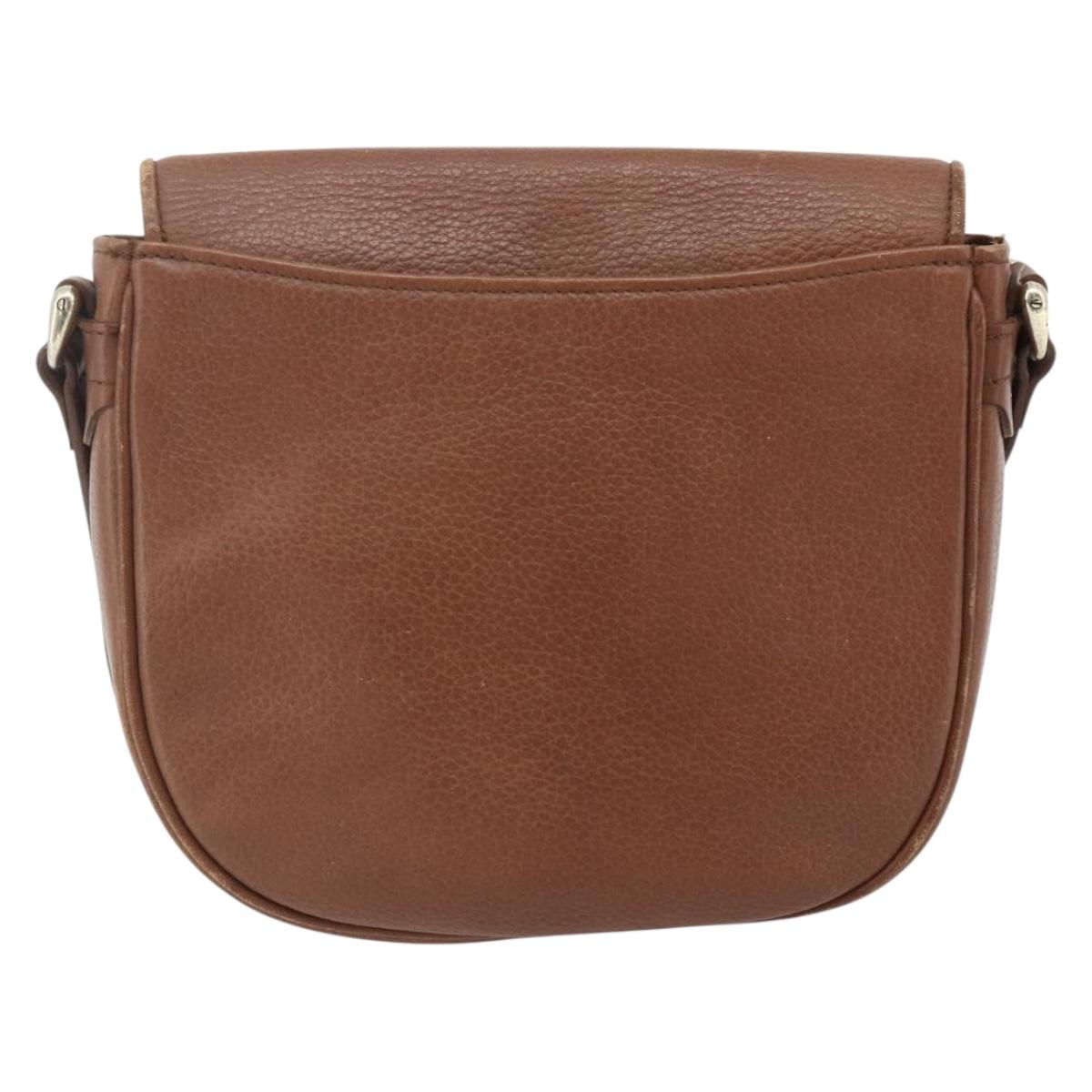 Burberrys Shoulder Bag Leather Brown Gold Auth 180067