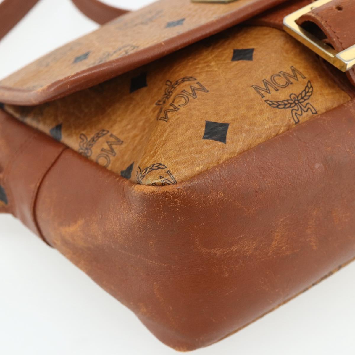 MCM Vicetos Logogram Shoulder Bag PVC Brown Gold Auth 180068