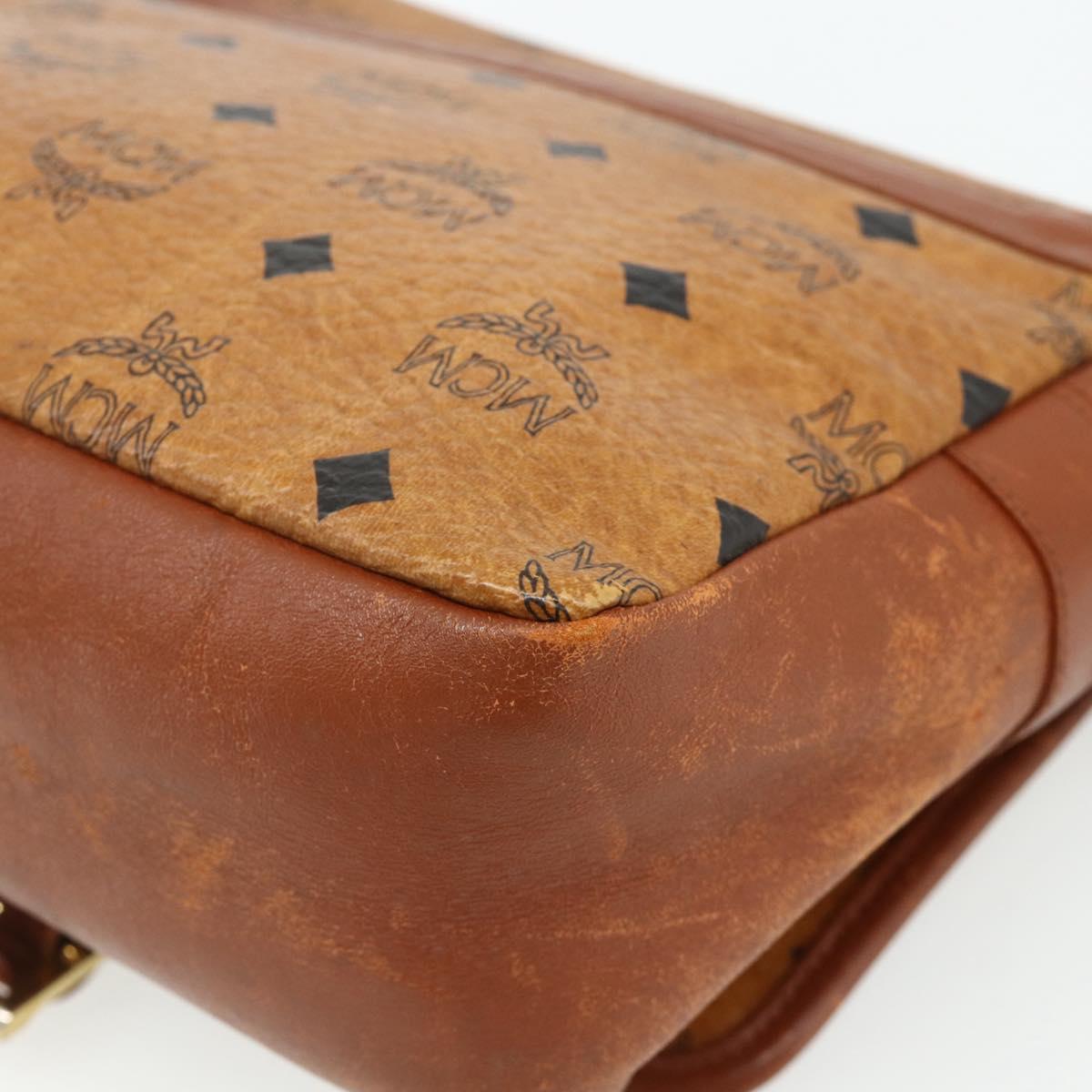 MCM Vicetos Logogram Shoulder Bag PVC Brown Gold Auth 180068