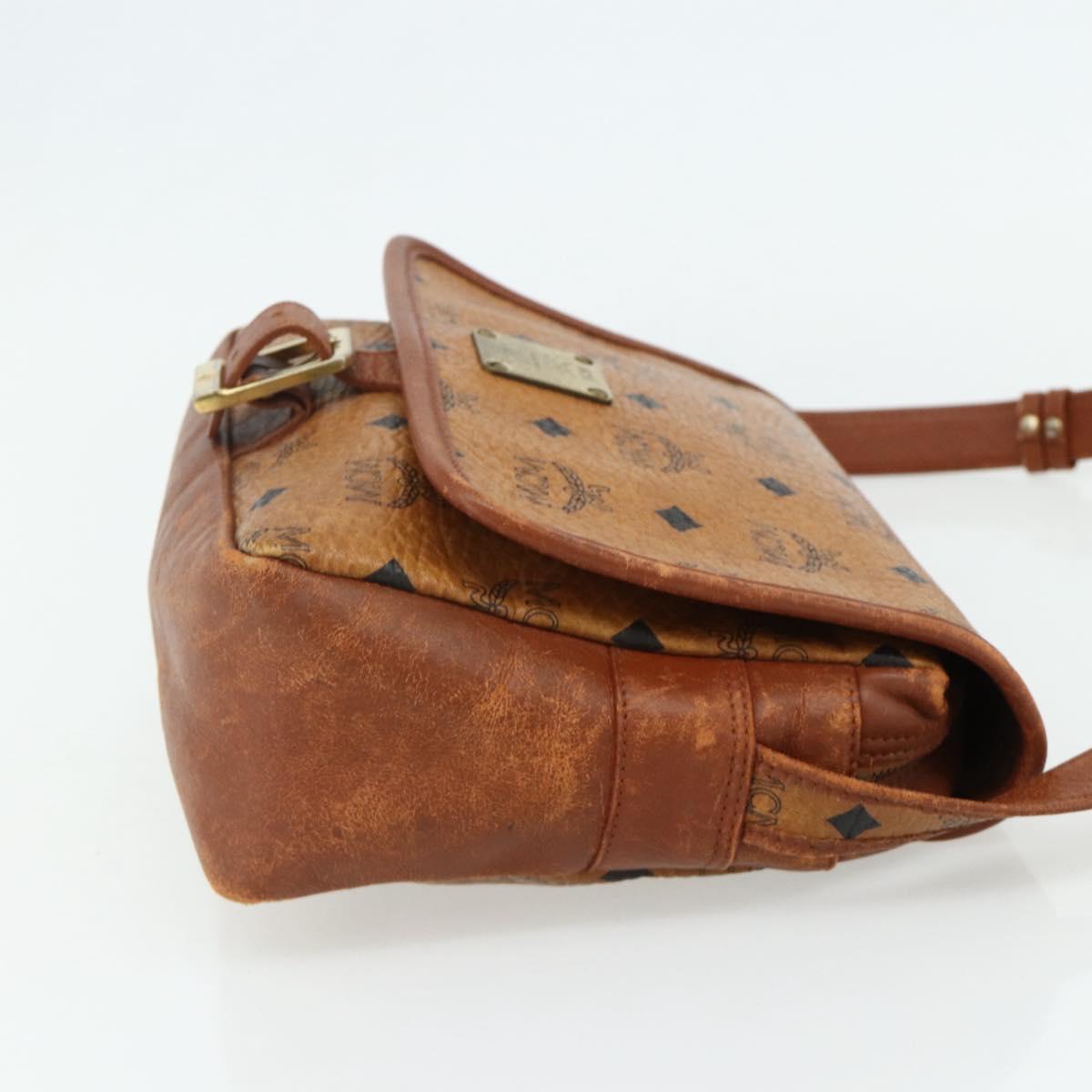 MCM Vicetos Logogram Shoulder Bag PVC Brown Gold Auth 180068