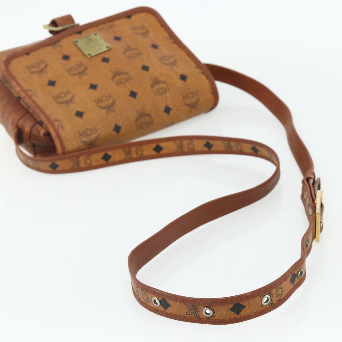 MCM Vicetos Logogram Shoulder Bag PVC Brown Gold Auth 180068