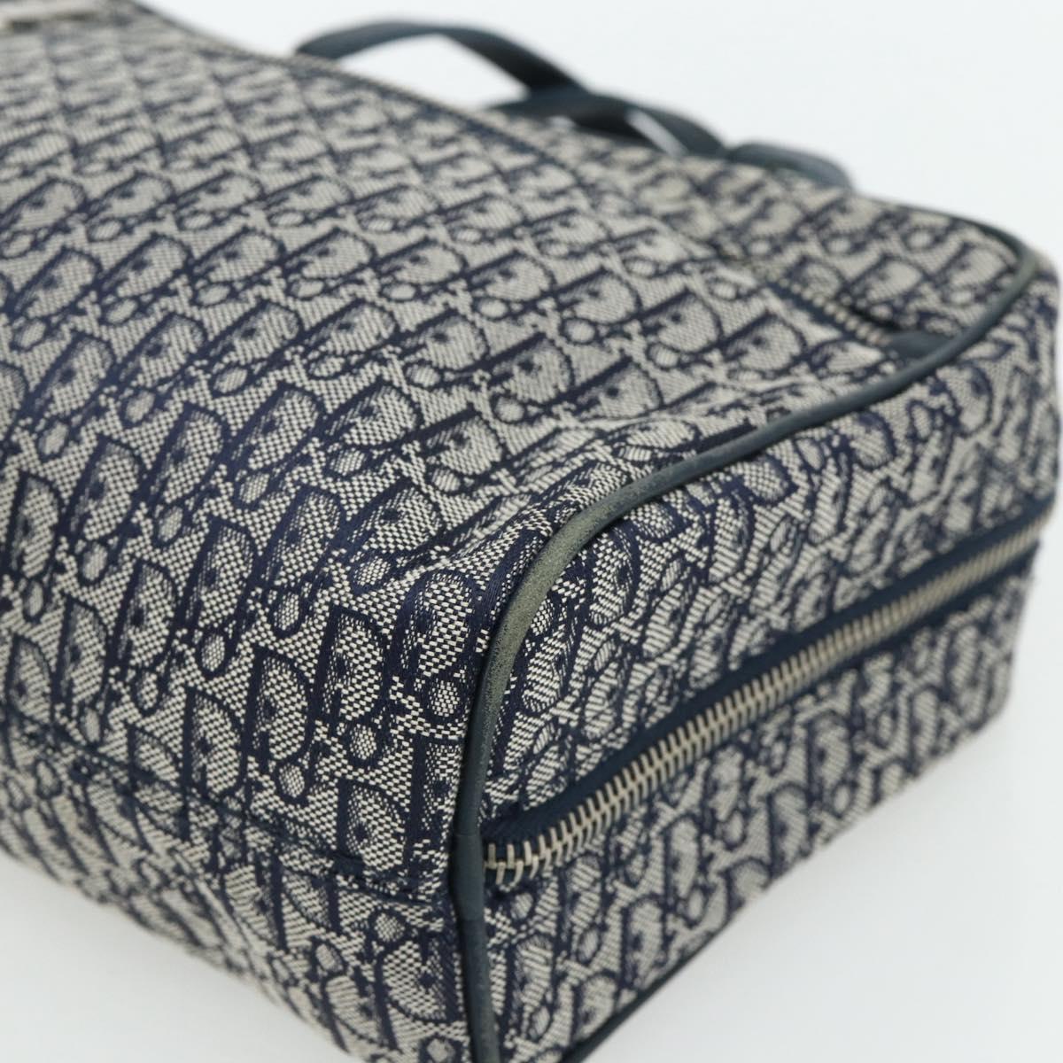 Christian Dior Trotter Canvas Hand Bag Navy Silver Auth 180069A