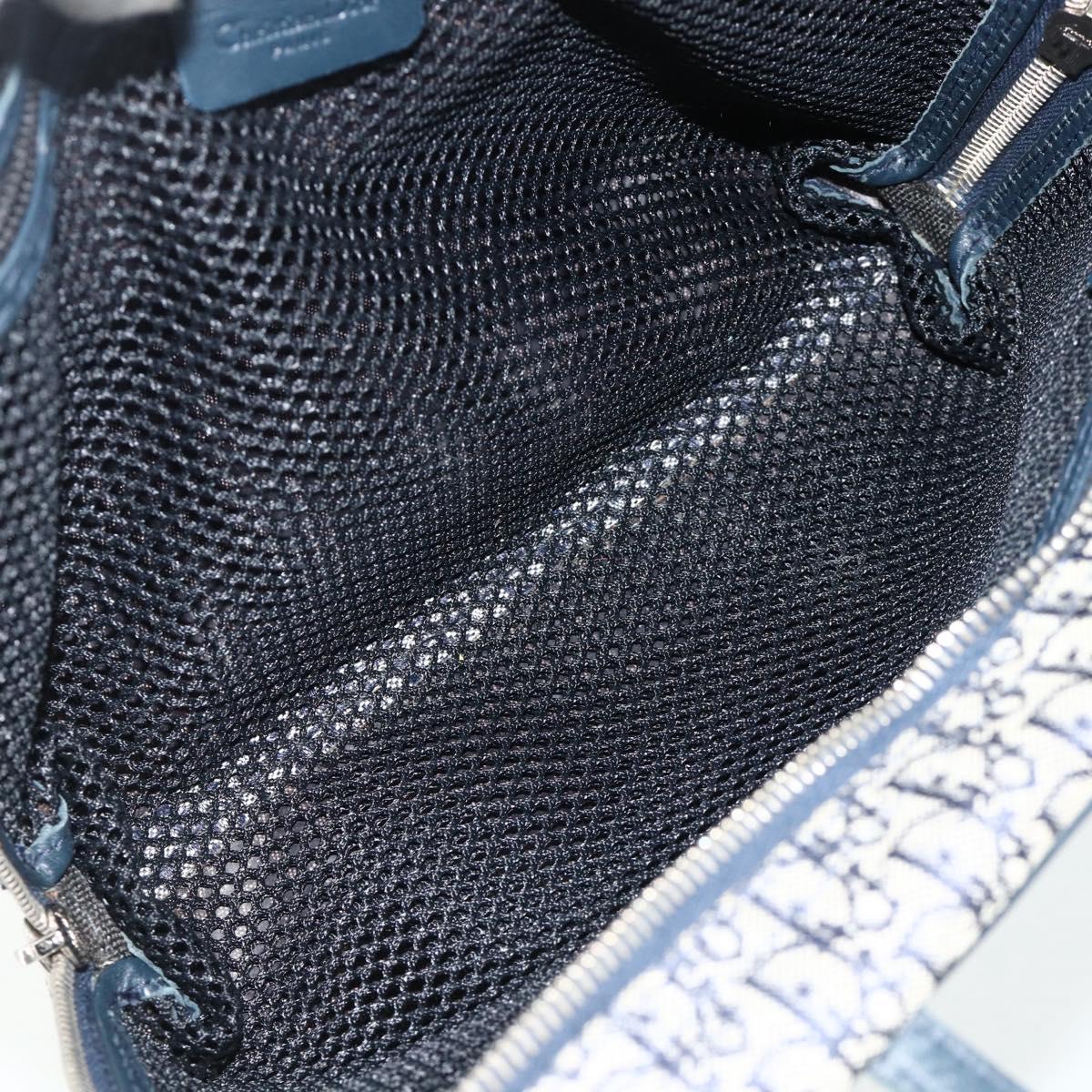 Christian Dior Trotter Canvas Hand Bag Navy Silver Auth 180069A