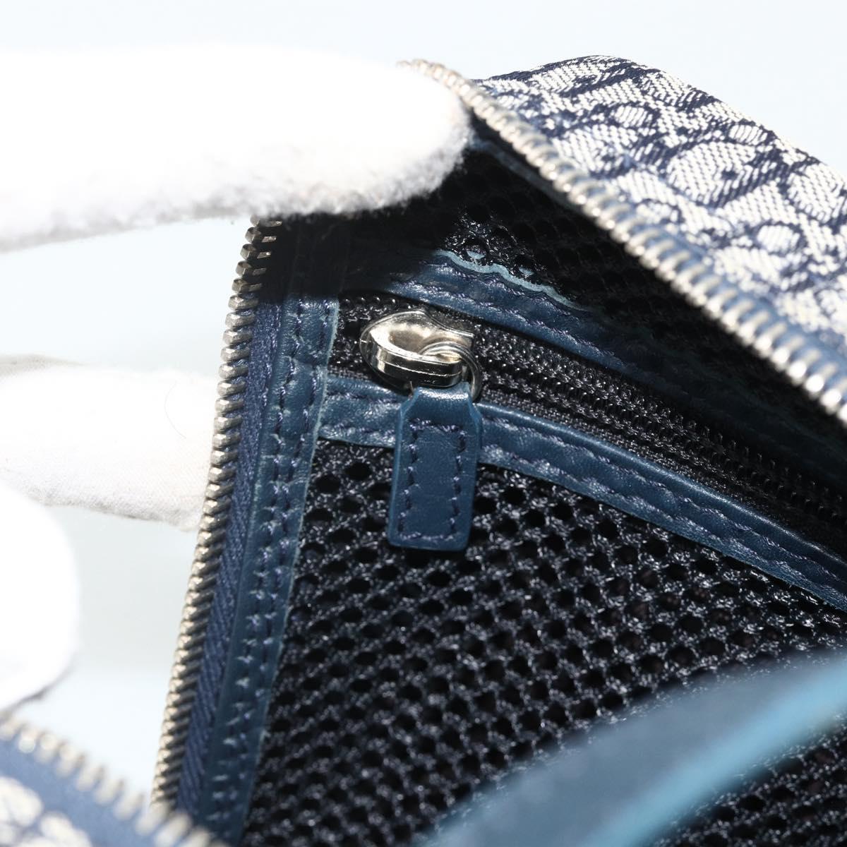 Christian Dior Trotter Canvas Hand Bag Navy Silver Auth 180069A