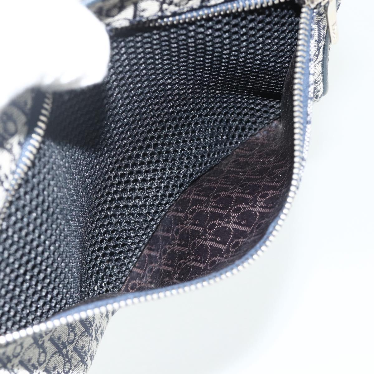 Christian Dior Trotter Canvas Hand Bag Navy Silver Auth 180069A